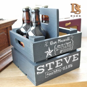 Rustique <span class=keywords><strong>En</strong></span> <span class=keywords><strong>Bois</strong></span> Caisse À Vin 4 Bouteilles Bleu Peinture Personnalisée Pour Hommes Cadeau D'anniversaire <span class=keywords><strong>En</strong></span> <span class=keywords><strong>Bois</strong></span> Porte-Bière - Product Image 3