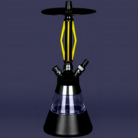 Chicha arabe moderne en aluminium de haute qualité, très vendue, avec un seul tuyau, accessoires complets, éclairage LED écologique