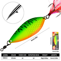 SENSOAR 28g 8cm Leurre Cuillère Doré à Motif Écaille avec Plume de Queue pour Pêche en Mer en Ligne Directe en Eau Salée