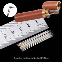Tube de rangement pour aiguilles à coudre à la main, étui à cure-dents en bois, support d'aiguilles en bois d'ébène et bois de rose pour artisanat du cuir DIY