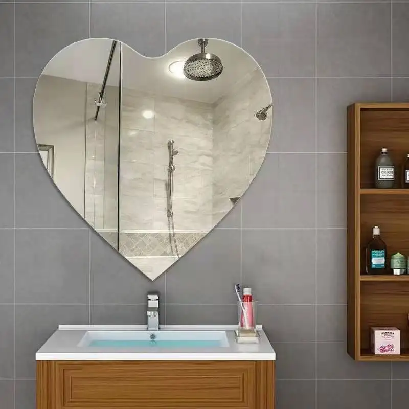 Ins Style Heart Shaped Silver Mirror Frameless Wall Mirror Irregular wall mirror with chain