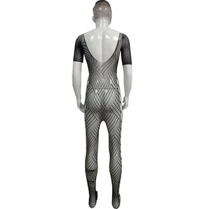 Men's <b>Fishnet</b> Bodysuit Black Mesh Hollow Out Sexy Underwear Mid Rise Nylon Acrylic Spring 2024 - Product Image 3