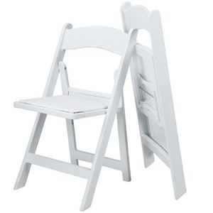 Chaises de jardin empilables pour événements en plein air, chaises pliantes en résine plastique blanche rembourrées pour mariage et fête, en vente - Product Image 4