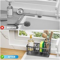 Organisateur d'évier de cuisine en métal inoxydable antirouille avec support pour éponge et séparateur pour le rangement