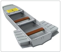Bateau de pêche pliable en plastique PE 4 places, montable sur voiture, portable et léger pour les aventures aquatiques en lac et en rivière