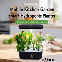 Kit de culture domestique intelligent sans terre pour bureau, avec 6 trous de plantation, système aéroponique et hydroponique, pompe et réservoir d'eau visible de 1,9 L