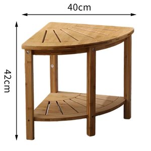 Tabouret de douche d'angle en bois sur mesure, étagère de salle de bain incurvée en forme d'éventail, siège de toilette antidérapant avec rangement - Product Image 5