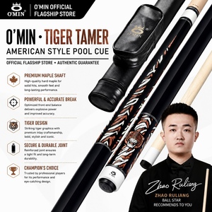 Queue de billard O'MIN Tiger Tamer, fût en érable dur <span class=keywords><strong>nord</strong></span>-américain, finition <span class=keywords><strong>piano</strong></span>, joint à filetage lent 3/8, pour billard 9 boules et billard chinois 8 boules - Product Image 1