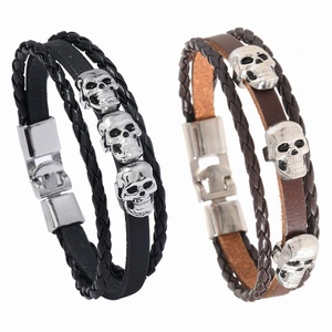 Bracelet en cuir tressé fait main avec crâne en fer, style vintage, personnalisé pour homme et femme - Vente chaude <span class=keywords><strong>AliExpress</strong></span> - Product Image 1