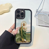Coque de téléphone personnalisée antichoc souple avec portrait religieux Saint Jude pour iPhone 17 Pro Max, 16, 15, 13, 11, 12, 14