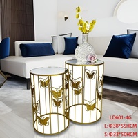 Ensemble de 2 tables basses en métal Lander, couleur or, tables d'appoint en fer de luxe, meubles modernes écologiques pour la maison, salon, chambre à coucher, vente en gros