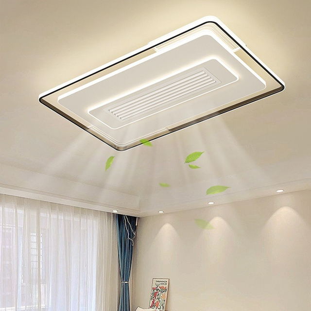 Modern Design DC Motor Bladeless LED Ceiling Fan with Light 6-Speed Remote Control Dimmable for Bedroom & Living Room