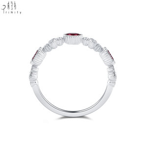 Anillo de Rubí de Corte Ovalado con Piedra Preciosa Natural y Diamantes Reales en Oro Blanco Sólido de 18K, Joyería Fina de Lujo para Aniversario - Product Image 5
