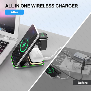 Station de charge sans fil 4 en 1 <span class=keywords><strong>Chargeur</strong></span> sans fil pour iPhone 16 15 Max/X/<span class=keywords><strong>8</strong></span> 15W Station de charge rapide sans fil pour <span class=keywords><strong>IWatch</strong></span> Ultra - Product Image 2