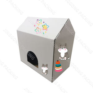Caja <span class=keywords><strong>de</strong></span> cartón corrugado <span class=keywords><strong>de</strong></span> color <span class=keywords><strong>de</strong></span> cartón con forma personalizada reciclable para techo <span class=keywords><strong>de</strong></span> leche kraft para gatos, casa <span class=keywords><strong>de</strong></span> mascotas con logotipo personalizado - Product Image 3