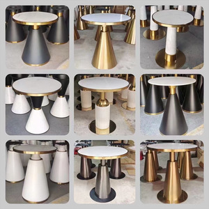 Bàn ăn nhỏ với chân kim loại cho văn phòng tiếp tân đàm phán cửa hàng trà hoặc khách sạn sử dụng được làm từ bảng đá - Product Image 2