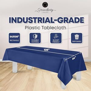 Blue Disposable Rectangle <b>Plastic</b> Tablecloth with Slide Cutter Offset Printed Design Moisture Proof LDPE for Weddings & Parties - Product Image 4