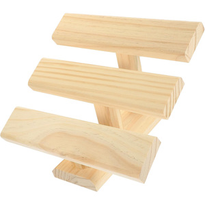 Présentoir à bijoux à trois niveaux en bois de pin couleur naturelle pour bracelets et bijoux en jade - Product Image 5
