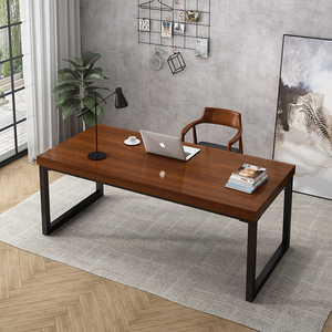 Nordic-style Solid Wood Office <strong>Desk</strong> Large Computer <strong>Desk</strong> for Home Use Bedroom Metal <strong>Long</strong> Table - Product Image 2