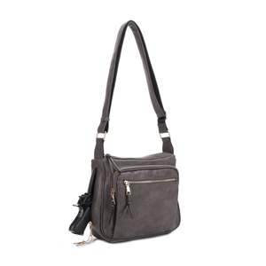 Einfarbige Leder-Umhängetasche mit verdecktem Waffenholster und offenem Reißverschluss für Damenreisen - Product Image 3