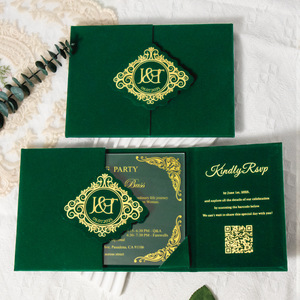 Aiyida – Étui en velours pour carte d'invitation, avec logo personnalisé en feuille d'or acrylique, style européen, pour cartes de vœux de mariage - Product Image 3
