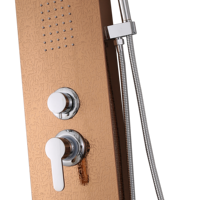 Panneau de douche thermostatique moderne LANO en acier inoxydable brossé avec double poignée et haut-parleur Bluetooth intégré pour salle de bain – Offre Spéciale
