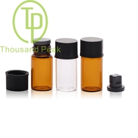 Flacons en verre borosilicate transparent brun de 3 ml avec bouchon en caoutchouc et capuchon à vis en plastique pour huile essentielle et sérum de soin de la peau