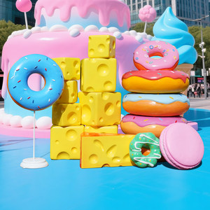 Modelli Artistici di Ciambelle, Sculture di Macaron, Modelli di Dolci, Torte e Formaggi, Decorazioni Creative per Centri Commerciali, Negozi e Spazi Esterni - Product Image 1