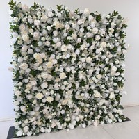 H382 Rose blanche et hortensia, fleur artificielle en tissu renforcé simulé, décorations murales florales pour mariage