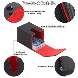 Boîte de rangement <span class=keywords><strong>portable</strong></span> de luxe en cuir PU antidérapante, faite à la main, avec logo personnalisé pour cartes de tarot, Yugioh, TCG et jeux quotidiens - Product Image 3