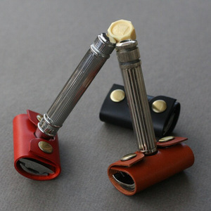 Étui de rasoir de voyage portable, étui de rasoir manuel vintage, étui de rangement pour rasoir en cuir PU. - Product Image 2