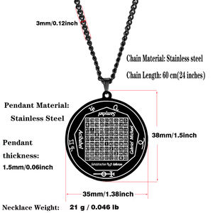 HLSS488 SYMBOLES MAGIQUES CARRÉS LUNE The <span class=keywords><strong>Tabula</strong></span> Lunae Sigils of Angels Demons Talisman Collier pendentif en acier inoxydable découpé au laser - Product Image 5