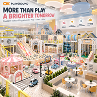 Pusat Permainan Dalam Ruangan Modern dengan Area Bermain Peran Supermarket, Area Panjat, dan Tempat Duduk Keluarga untuk Proyek Hiburan Anak-Anak
