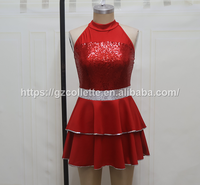 Costumes de danse pour filles, robe de ballet rouge à paillettes pour enfants, justaucorps de ballet pour spectacle sur scène