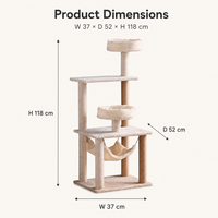 Arbre à chat en bois robuste avec nid en peluche de luxe et poteau à gratter en sisal, mobilier multi-niveaux pour chats de petite et moyenne taille