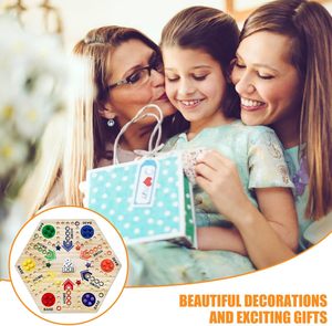 Bàn cờ bằng gỗ đặt Ludo và cờ bằng gỗ Trò chơi giáo dục cờ vua bay bằng gỗ hai mặt chơi trò chơi - Product Image 4