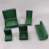 Boîte d'emballage pour bijoux EVERWIN de haute qualité avec logo personnalisé, en velours vert, en cuir, avec cadre en plastique, pour bague, boucles d'oreilles, collier, bracelet