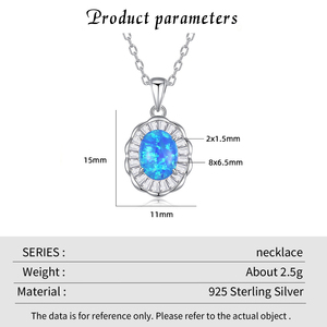 Fashion S925 Sterling Silver Gold Plated Blue Opal Zircon Pendant Necklace Women's Fine Jewelry Engagement Wedding <b>Gift</b> - Product Image 2