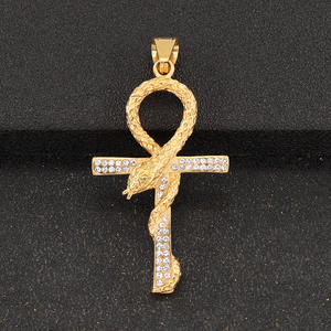 Mặt Dây Chuyền Trang Sức Mỹ Châu Âu Và Châu Âu Bán Chạy Nhất Mặt Dây Chuyền Vàng 18K Chữ Thập Kim Cương Vỡ Bằng Thép Không Gỉ - Product Image 2