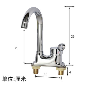 Double <b>Handle</b> Basin Faucet 2 Holes Deck Mounted Brass Ceramic Valve Core - Product Image 2