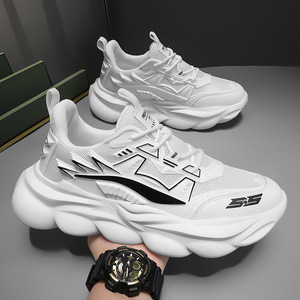 Zapatillas Deportivas para Hombre, Color Blanco y Negro, Estilo Chunky Dad, Transpirables, con Cordones, Plataforma, para Correr - Product Image 1