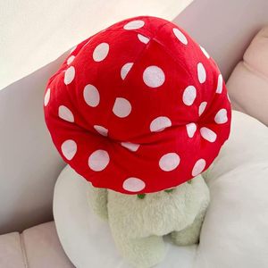 Peluche grenouille 10 \ "avec chapeau champignon rouge Kawaii peluches pour enfants adultes saint valentin personnalisable ODM polyester animaux en peluche - Product Image 1
