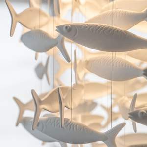 Grand Lustre Moderne en Forme de <span class=keywords><strong>Poisson</strong></span>, Suspension Vintage en Fer et Céramique, LED 6000K Lumière du Jour, IRC 90, Garantie 5 Ans, Éclairage Hôtelier - Product Image 2