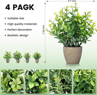 Lot de 4 plantes artificielles en pot, fausse verdure, mini buis, fausse flore réaliste en plastique, petites décorations de table pour la maison et le bureau, cadeaux de bureau