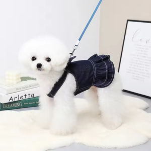 Nuevo Vestido de Mezclilla Clásico para Perros y Gatos, Falda con Diseño a Cuadros, Arnés Ligero y Cómodo para Cachorros Pequeños - Product Image 4