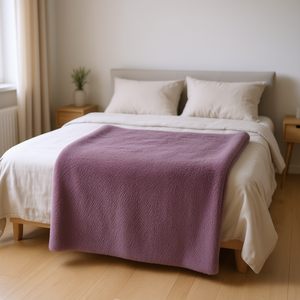 Couverture en fourrure sherpa Everest, réversible, taille king, couleur unie lila, minimaliste, literie pour adultes, toutes saisons, 100% polyester - Product Image 2