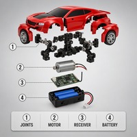 Voiture robot transformable Rongheqiang RC 2 en 1, télécommandée, voiture de sport rouge, convertisseur robot, double joystick