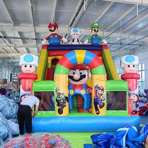 Super mario scivolo gonfiabile a secco commerciale cartone animato per bambini parco giochi scivolo gonfiabile all'aperto