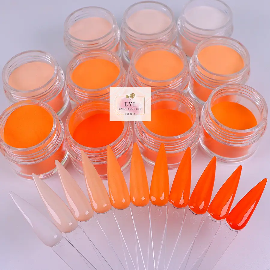 Olhos pó acrílico de polímero para unhas, profissional de alta qualidade kg em massa laranja ombre cor series para unhas de alta qualidade para unhas