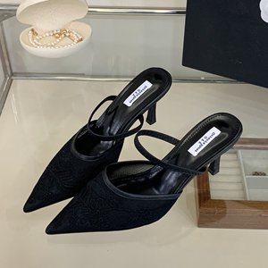 2026 New Arrival Embroidered Mesh Open-Heel High Heels for Women Vacation Style - Product Image 2